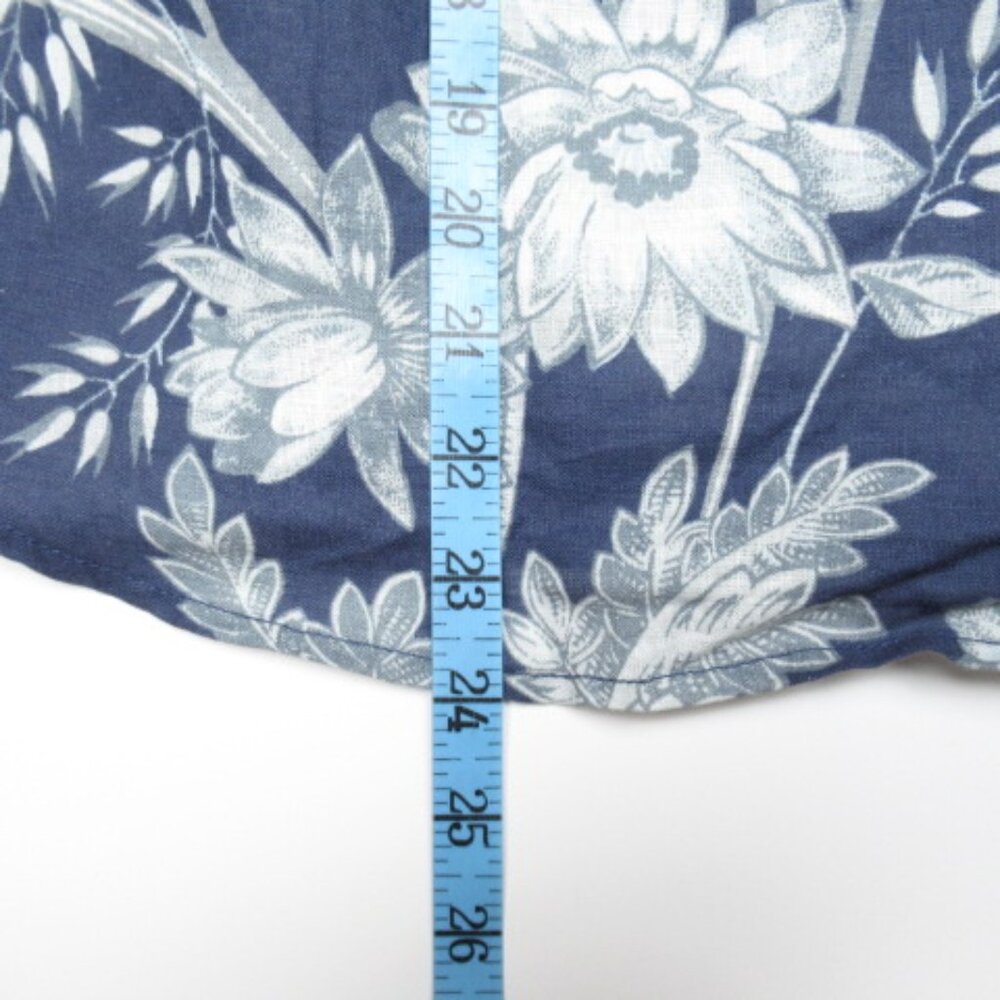 Anthropologie Pilcro Short-Sleeve Smocked Linen Buttondown Blouse Blue M - Picture 8 of 12